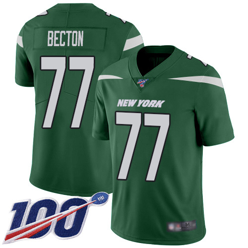 Nike Jets #77 Mekhi Becton Green Team Color Youth Stitched NFL 100th Season Vapor Untouchable Limited Jersey